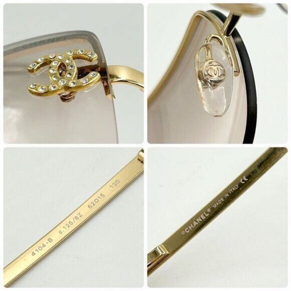 ✨ RARE Chanel Vintage Sunglasses Rhinestone CC Logo Rimless Gradient Gold Y2K - Picture 6 of 11